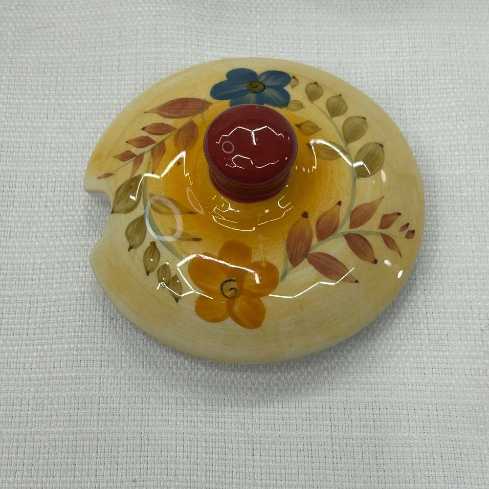 Oneida Sunset Bouquet Creamer & Sugar Bowl Set Yellow Red Floral Hand Painted